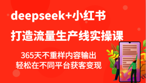 deepseek+小红书打造流量生产线实操课365天不重样内容输出变现|一站式知识服务平台|多样资源|热门项目|详尽教程|学习交流|成功之门|HY资源库