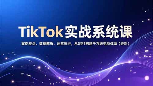 TikTok实战系统课，案例复盘、数据解析、运营执行，从0到1构建千万级电商体系（更新）|一站式知识服务平台|多样资源|热门项目|详尽教程|学习交流|成功之门|HY资源库