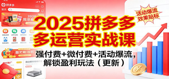 2025拼多多运营实战课：强付费+微付费+活动爆流,解锁盈利玩法（更新）|一站式知识服务平台|多样资源|热门项目|详尽教程|学习交流|成功之门|HY资源库