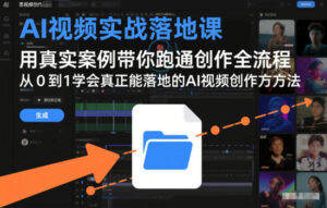 AI视频实战落地课,用真实案例带你跑通创作全流程,从0到1学会真正能落地的AI视频创作方法|一站式知识服务平台|多样资源|热门项目|详尽教程|学习交流|成功之门|HY资源库
