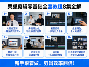 灵狐剪辑零基础全套教程8集全解加软件|一站式知识服务平台|多样资源|热门项目|详尽教程|学习交流|成功之门|HY资源库